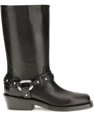 Rabanne Rabanne Leather Buckle Snkle Boots - Black