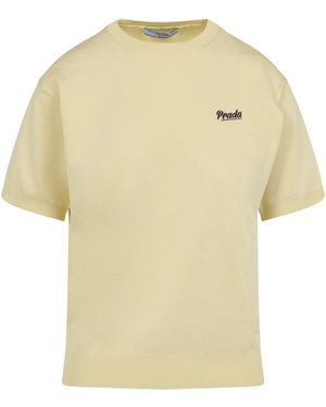 Prada Recycled Silk T-Shirt - Yellow