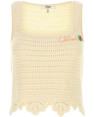 Chloé Chic Cream Crochet Mini Top - Natural