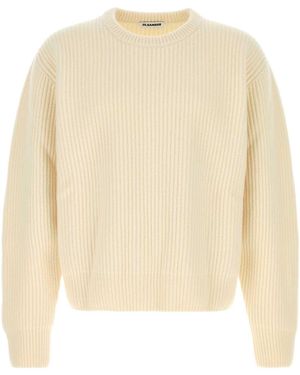 Jil Sander Cream Wool Sweater - White