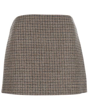 P.A.R.O.S.H. Miniskirt With All-Over Check Motif - Gray