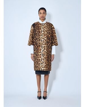 Prada Single-Breasted Leopard Print Drill Coat - White