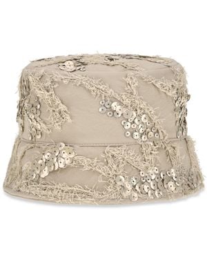 Brunello Cucinelli Embroidered Sequin Bucket Hat - Natural