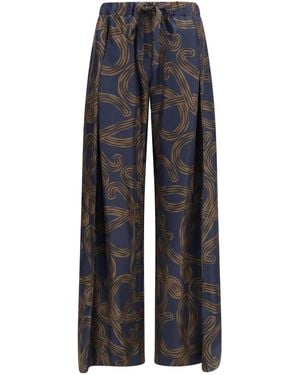 Loewe Lightweight Printed Silk Twill Pants - Blue