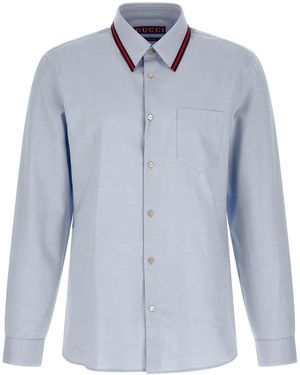 Gucci 'Web' Collar Shirt - Blue