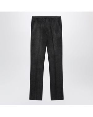 Prada Wool Pants With Chevron Pattern - Gray