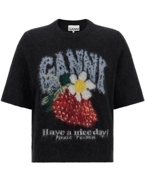 Ganni Strawberry Sweater - Black