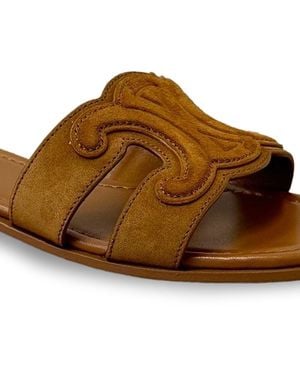 Celine Marina Suede Leather Sandals - Brown