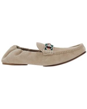 Gucci Pumps With Horsebit Plaque And Web Detail - White