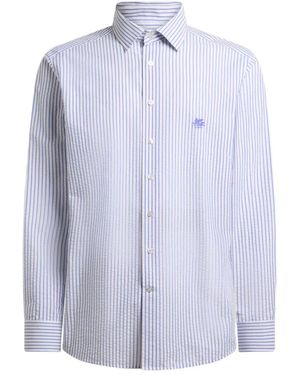 Etro Striped Cotton Seersucker Shirt - Blue