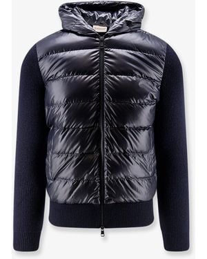 Moncler Down Jacket With Virgin Wool Inserts - Blue