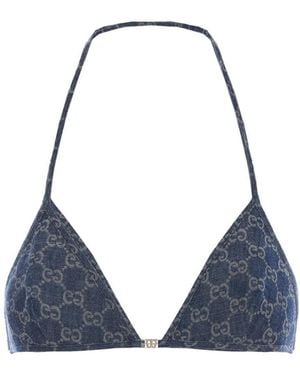 Gucci Gg Denim Bra - Blue