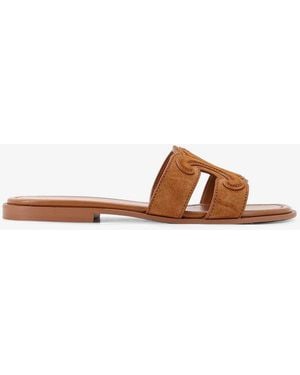 Celine Marina Suede Sandals With Triomphe Logo - Brown