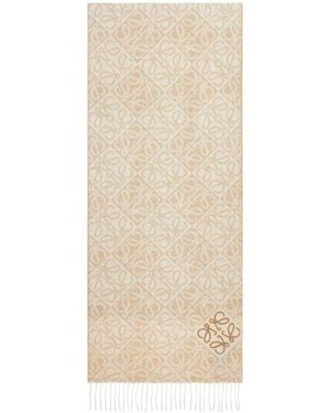 Loewe Anagram Wool And Cashmere Scarf - Natural