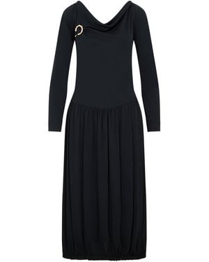 Lanvin Ls Drape Midi Dress - Black