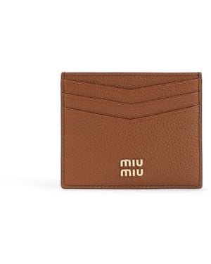 Miu Miu Calf Leather Card Case - Brown