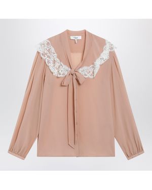 Chloé Biscuit Silk And Lace Shirt - Pink