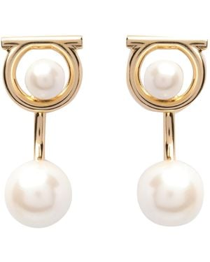 Ferragamo Gancini Pearl Earrings - Metallic