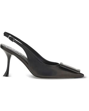 Roger Vivier Viv Ville Leather Slingback Pumps - Black