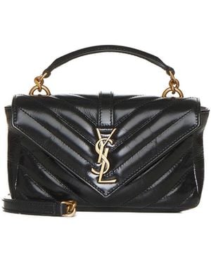 Saint Laurent College Mini Quilted Leather Bag - Black