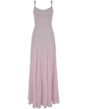 McQueen Lilac Satin Long Dress - Purple