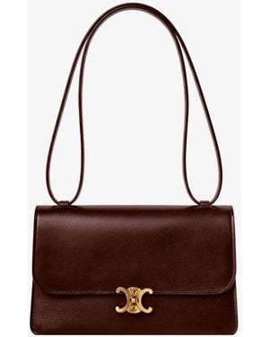 Celine Le 17 Leather Shoulder Bag With Metal Triomphe Closure - Brown
