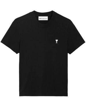Ami Paris Ami De Coeur Cropped T-Shirt - Black