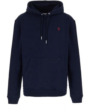 Ami Paris Hoodie With Ami De Cœur - Blue
