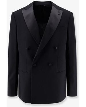 Giorgio Armani Soho Virgin Wool Tuxedo Blazer - Blue