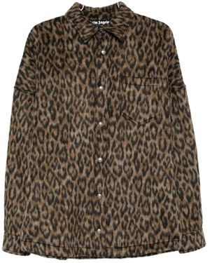 Palm Angels 'Classic Logo' Animalier Overshirt - Brown