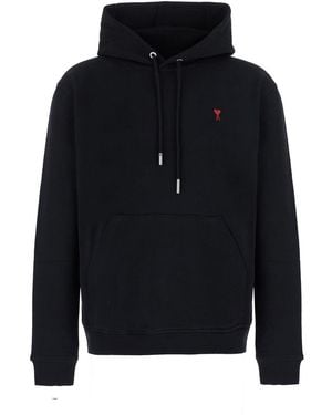 Ami Paris Hoodie With Ami De Coeur Logo, Cotton - Blue