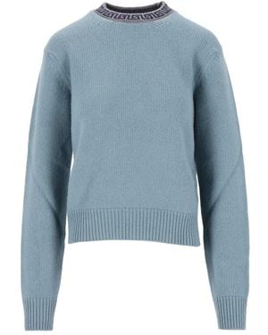 Versace Wool And Cashmere Crew-Neck Sweater - Blue