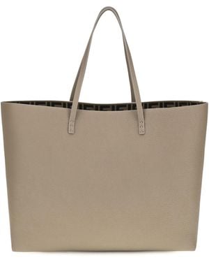 Fendi Medium Roll Roman Leather Shopping Bag - White