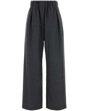 Jil Sander Embroidered Wool Wide-Leg Pant - Black