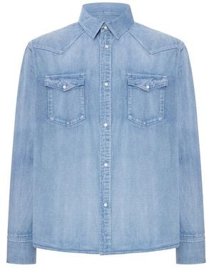 Visvim Denim Shirt With Snap Buttons - Blue