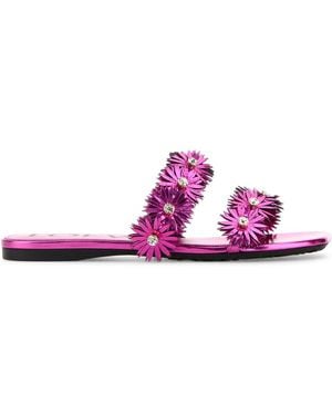 Loewe Paula's Ibiza Fuchsia Leather Paula S Ibiza Slippers - Pink