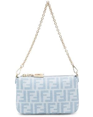 Fendi Baguette Denim Pouch - Blue