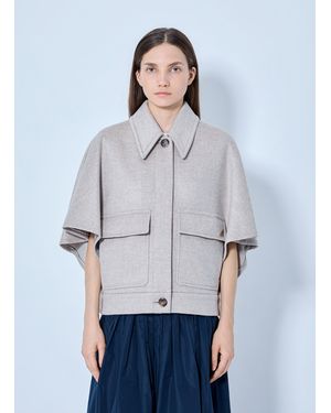 Max Mara Cape-Style Wool Jacket - Gray