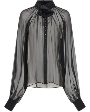 Dolce & Gabbana Dolce & Gabbana Chiffon Blouse With Flower - Black