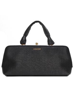 Jil Sander Goji Raffia Small Clutch Bag - Black