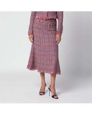 Self-Portrait Checked Midi Skirt - Purple