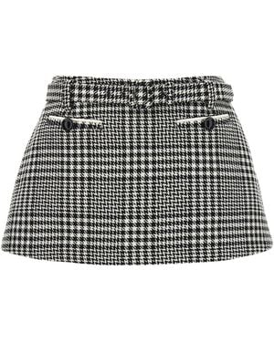 Self-Portrait Houndstooth Mini Skirt - Black