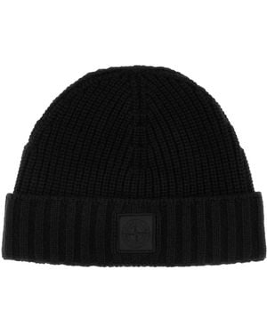 Stone Island Cashmere Beanie Hat - Black