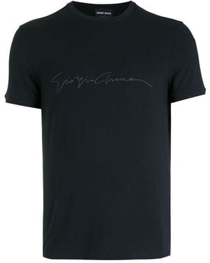 Giorgio Armani Asv Stretch-Viscose T-Shirt With Signature Logo - Black