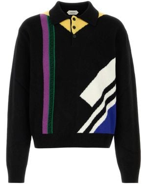 Versace Futurist Intarsia Knit Sweater For - Black