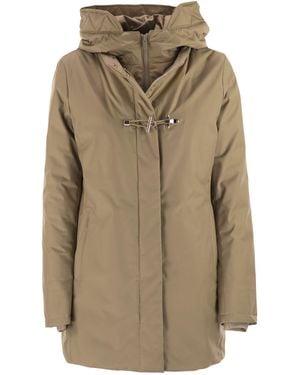 Fay Technical Gabardine Toggle Coat - Natural