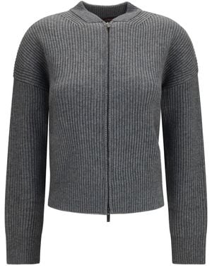 Max Mara Carnet Ribbed Cardigan - Gray
