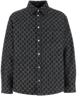 Gucci Embrodiered Denim Reversible Shirt - Black