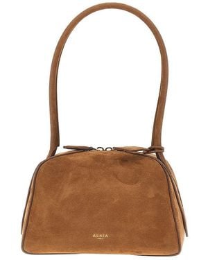 Alaïa Nubuck Leather Small 'Le Bouledogue' Bag - Brown