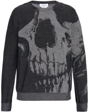 McQueen Skull Wool Sweater - Gray